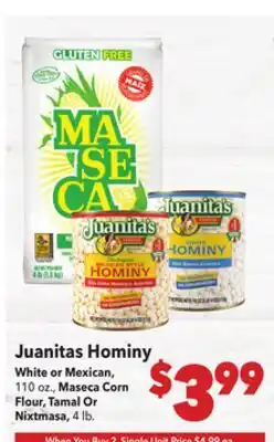 Vallarta Supermarkets Juanitas Hominy offer