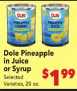 Vallarta Supermarkets Dole Pineapple in Juice or Syrup offer