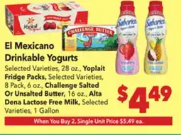 Vallarta Supermarkets El Mexicano Drinkable Yogurts offer
