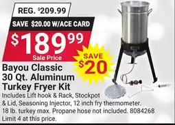 Ace Hardware Bayou Classic 30 Qt. Aluminum Turkey Fryer Kit offer