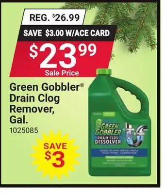 Ace Hardware Green Gobbler Drain Clog Remover, Gal offer