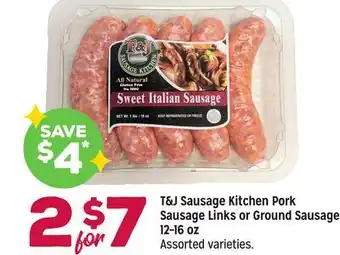 Grocery Outlet T&J Sausage Kitchen Pork Sausage Links or Ground Sausage 12-16 oz offer