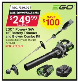 Ace Hardware EGO Power + 56V 15 Battery Trimmer and Blower Combo Kit offer