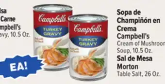 El Super Fresh Campbell's Cream of Mushroom Soup, 10.5 Oz. Morton Table Salt, 26 Oz offer