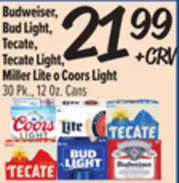 El Super Fresh Budweiser, Bud Light, Tecate, Tecate Light, Miller Lite o Coors Light offer