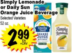 Superior Grocers Simply Lemonade or Daily Sun Orange Juice Beverage offer
