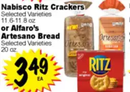 Superior Grocers Nabisco Ritz Crackers, 11.6-11.8 oz or or Alfaro's Artesano Bread,20 oz offer