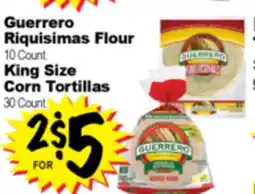 Superior Grocers Guerrero Riquisimas Flour 10 Count. or King Size Corn Tortillas 30 Count offer