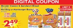 Superior Grocers Wonder Classic & Sandwich Bread 20 - 24 oz, Hot Dog or Hamburger Buns 8 Count offer