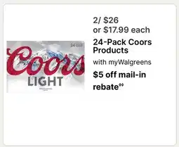 Walgreens 24-Pack Coors Products offer