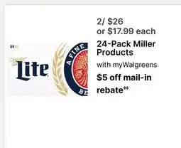Walgreens 24-Pack Miller Products offer