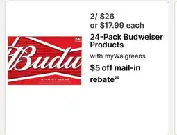 Walgreens 24-Pack Budweiser Products offer