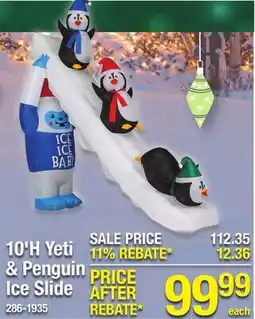 Menards 10'H Yeti & Penguin Ice Slide offer