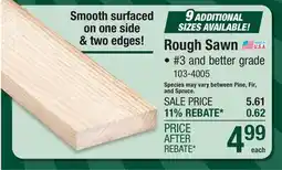 Menards 1 x 4 x 8' Rough Sawn PINE offer