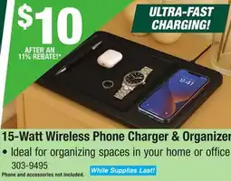 Menards 15-Watt Wireless Phone Charger & Organizer offer