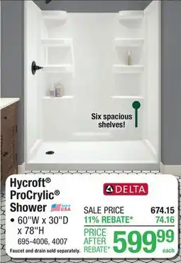 Menards Hycroft ProCrylic Shower offer