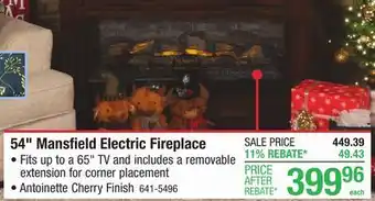 Menards 54 Mansfield Electric Fireplace offer