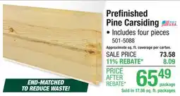 Menards Prefinished Pine Carsiding offer