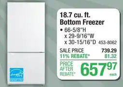 Menards 18.7 cu. ft. Bottom Freezer offer