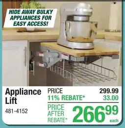 Menards Appliance Lift offer
