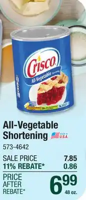 Menards All-Vegetable Shortening offer