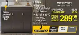 Menards MagickWoods Elements Essex VANITIES WITH TOPS offer