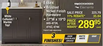 Menards MagickWoods Elements Essex VANITIES WITH TOPS offer