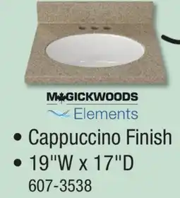 Menards MagickWoods Elements 19W x 17D Cappuccino Cultured Marble Vanity Top with Oval Intergrated Bowl offer