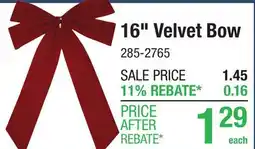 Menards 16 Velvet Bow offer