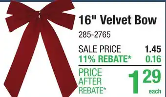 Menards 16 Velvet Bow offer