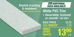 Menards White PVC Trim offer