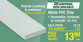 Menards White PVC Trim offer