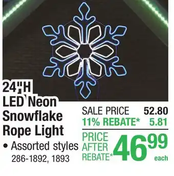 Menards 24H LED Neon Snowflake Rope Light offer