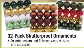 Menards 32-Pack Shatterproof Ornaments offer