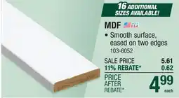 Menards 1 x 4 x 8' PRIME INTERIOR USE MDF offer