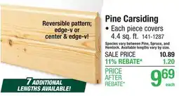 Menards Pine Carsiding offer