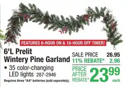Menards 6' L Prelit Wintery Pine Garland offer