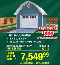 Menards Harrison One-Car offer