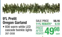 Menards 9'L Prelit Oregon Garland offer