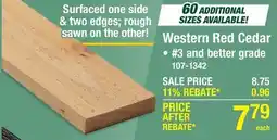 Menards Western Red Cedar offer