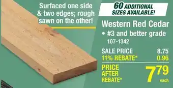 Menards Western Red Cedar offer