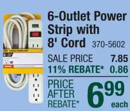 Menards 6-Outlet Power Strip with 8' Cord offer