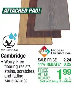 Menards Cambridge LAMINATE FLOORING offer