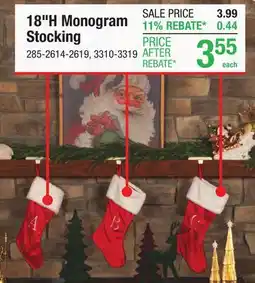 Menards 18H Monogram Stocking offer