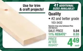 Menards 1x 4 x 8' Quality PINE offer