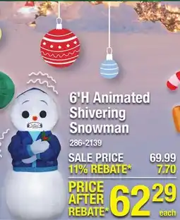 Menards 6'H Animated Shivering Snowman offer