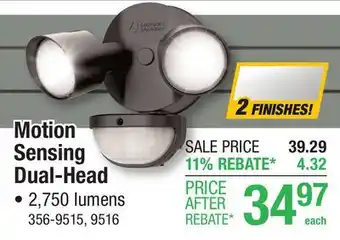 Menards Lithonia Lighting Motion Sensing Dual-Head SECURITY LIGHTS offer