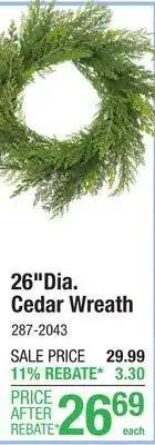 Menards 26Dia. Cedar Wreath offer