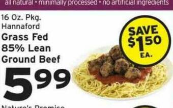 Hannaford Grass Fed 85% Lean Ground Beef offer