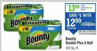 Price Chopper Bounty Double Plus 6 Roll offer